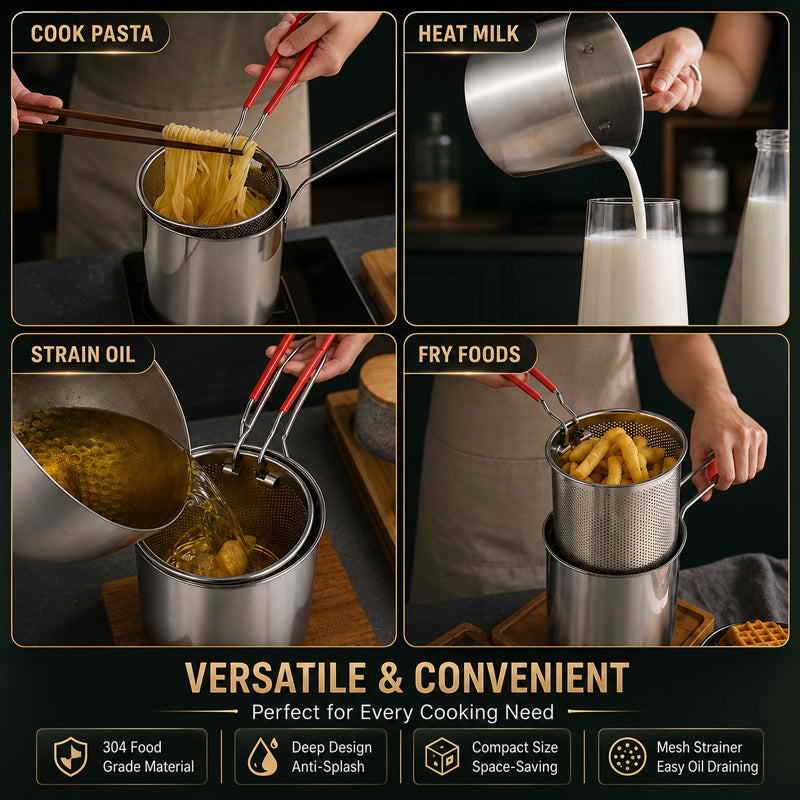 🍟 Mini-friteuse avec panier filtrant : friteuse en acier inoxydable pour petites quantités ! 🍳