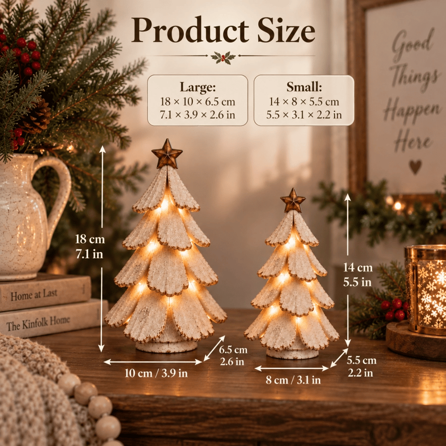 🎄✨ Figurine vintage de sapin de Noël illuminé — Décoration de Noël en céramique avec LED chaleureuses