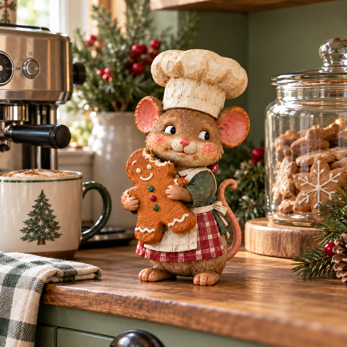 🐭🍪 La souris pâtissière en pain d'épices — Figurine de Noël fantaisiste