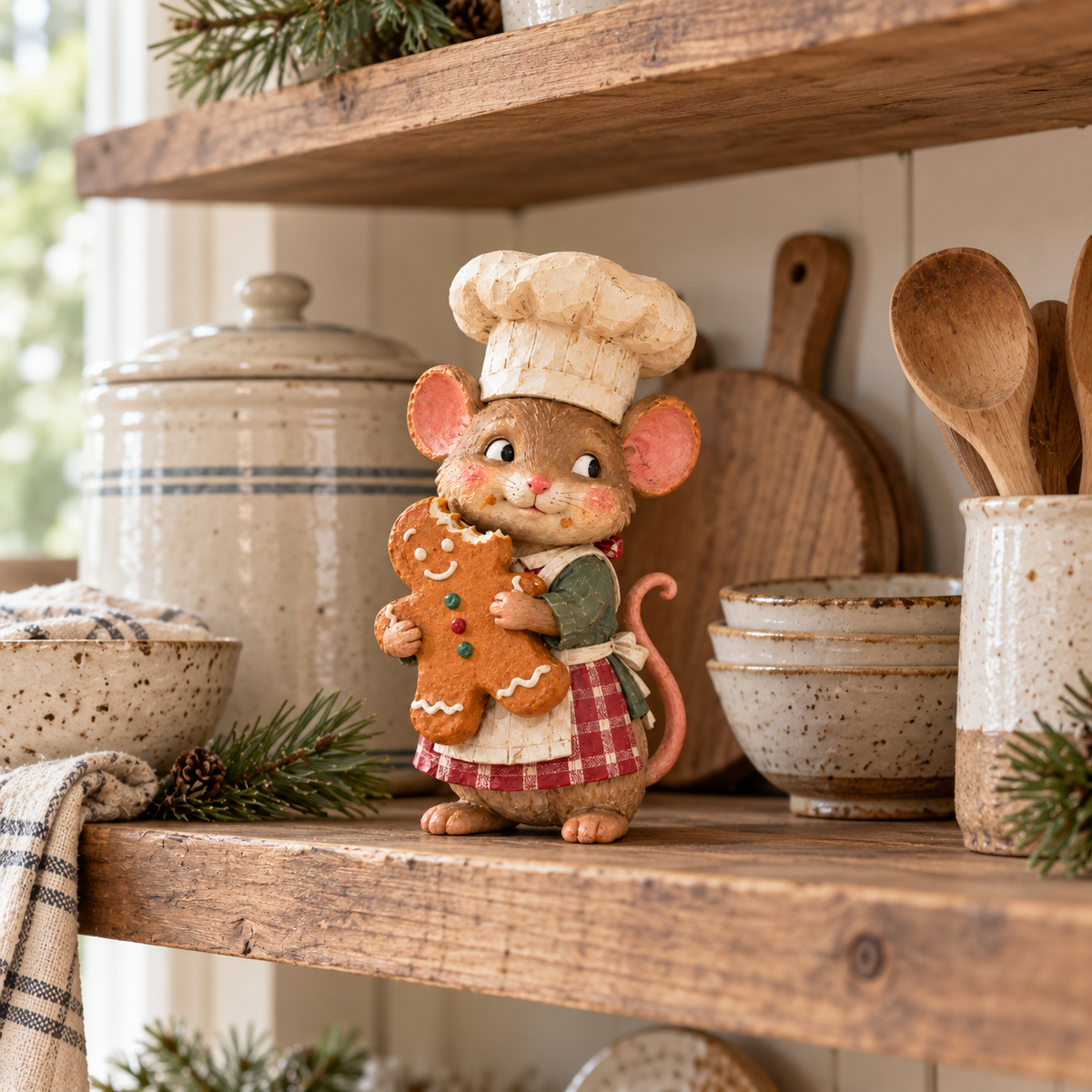 🐭🍪 La souris pâtissière en pain d'épices — Figurine de Noël fantaisiste