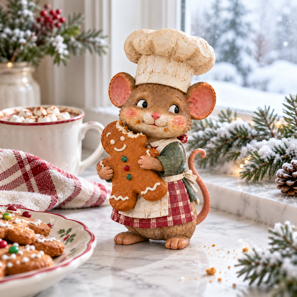 🐭🍪 La souris pâtissière en pain d'épices — Figurine de Noël fantaisiste