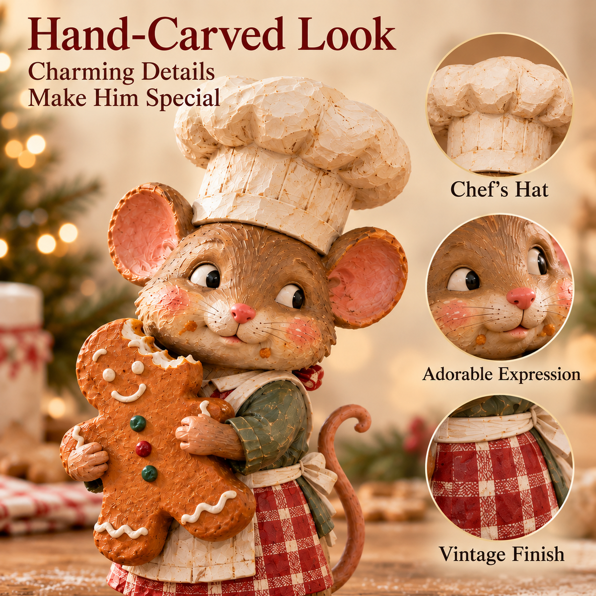 🐭🍪 La souris pâtissière en pain d'épices — Figurine de Noël fantaisiste