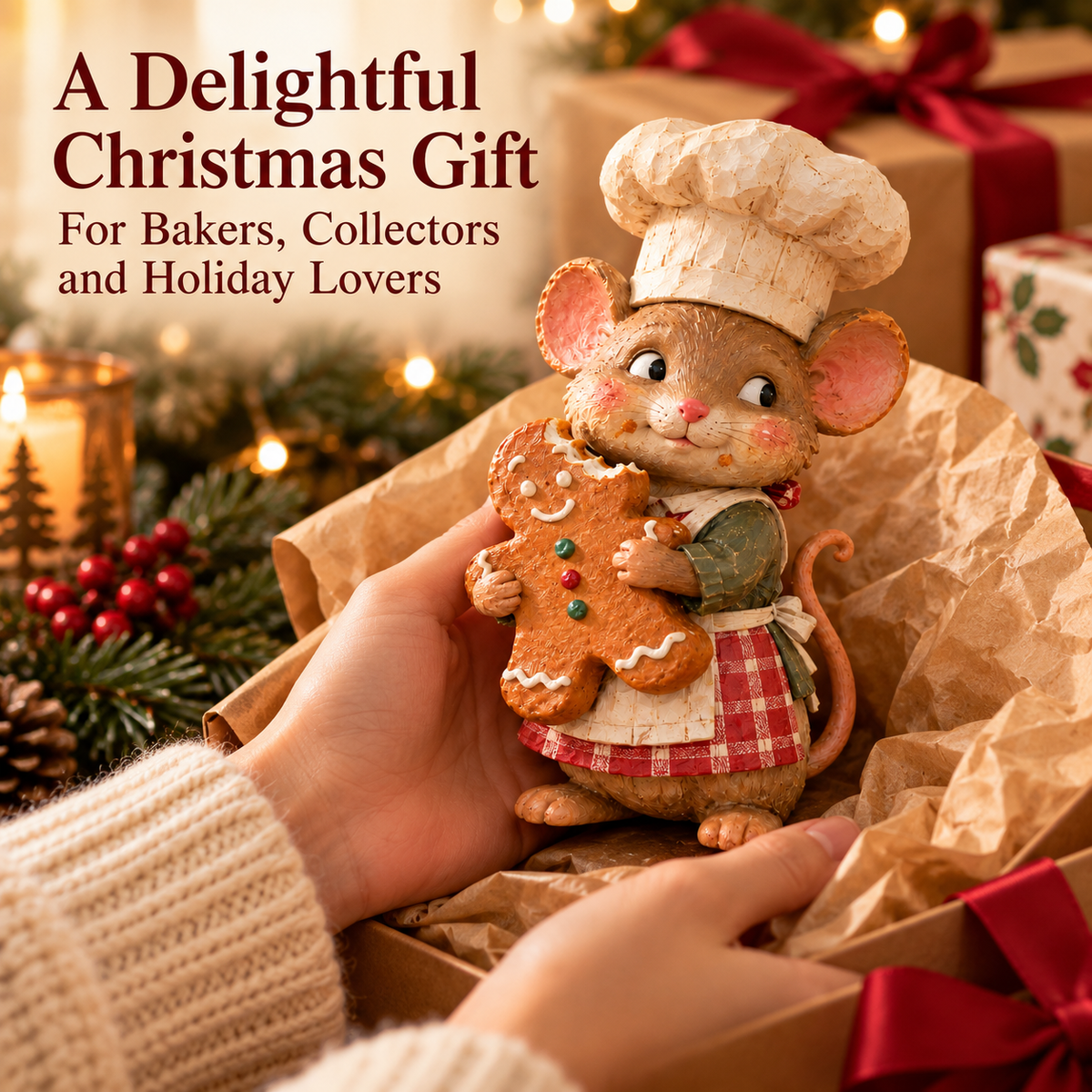 🐭🍪 La souris pâtissière en pain d'épices — Figurine de Noël fantaisiste