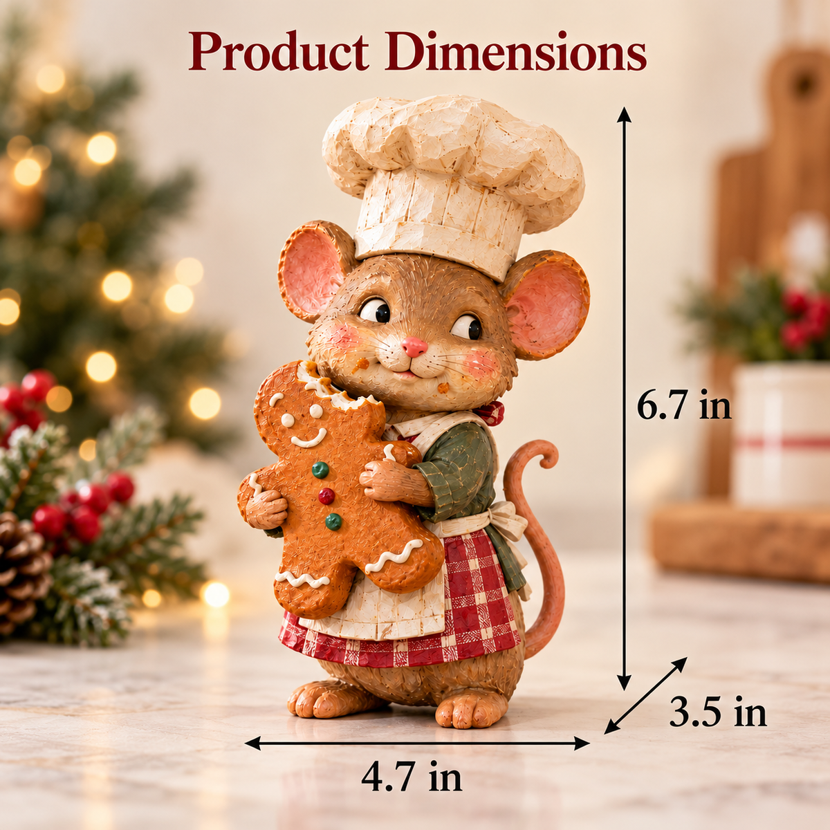 🐭🍪 La souris pâtissière en pain d'épices — Figurine de Noël fantaisiste