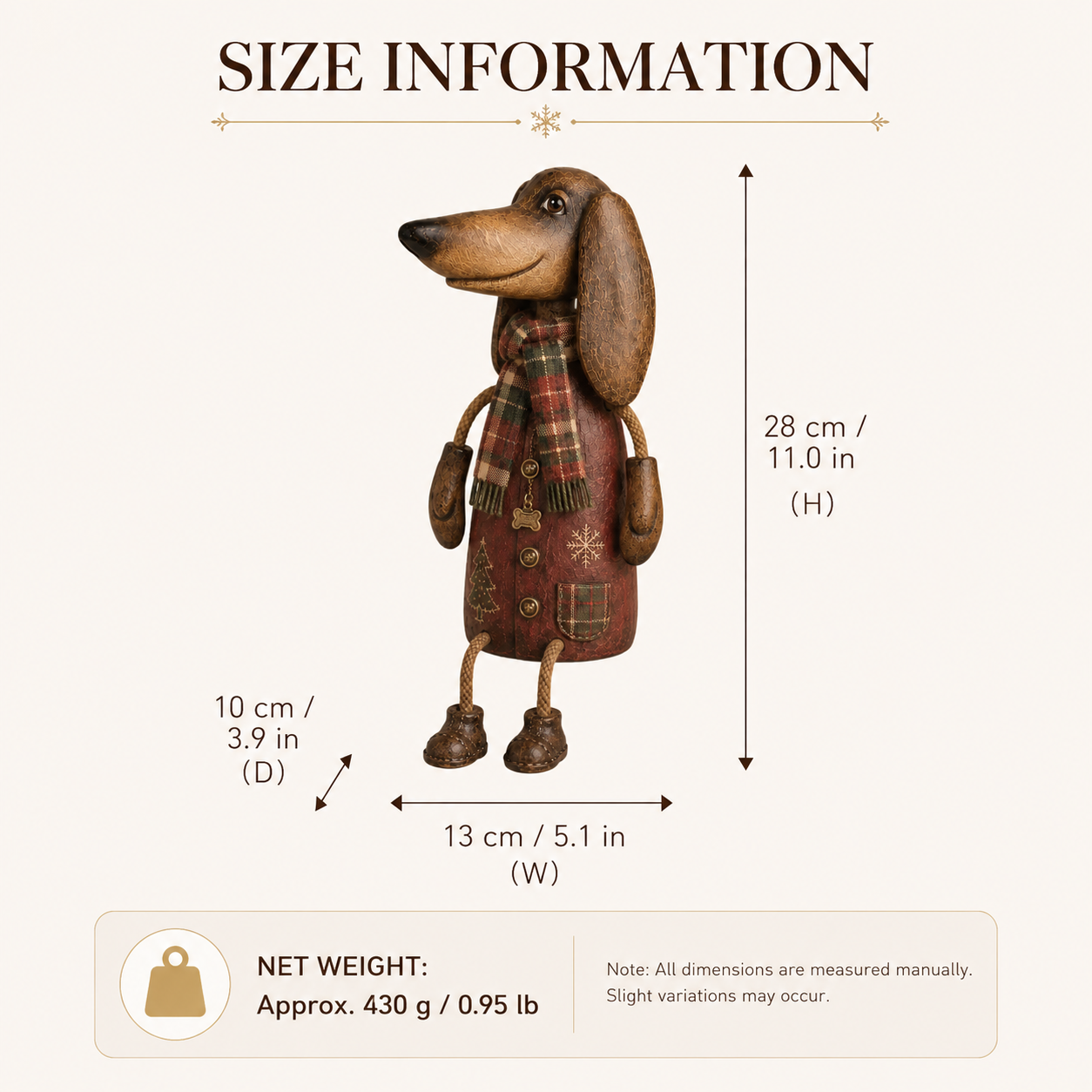 🎄🐾 Un petit teckel, beaucoup de joie de Noël — Figurine vintage à poser sur une étagère