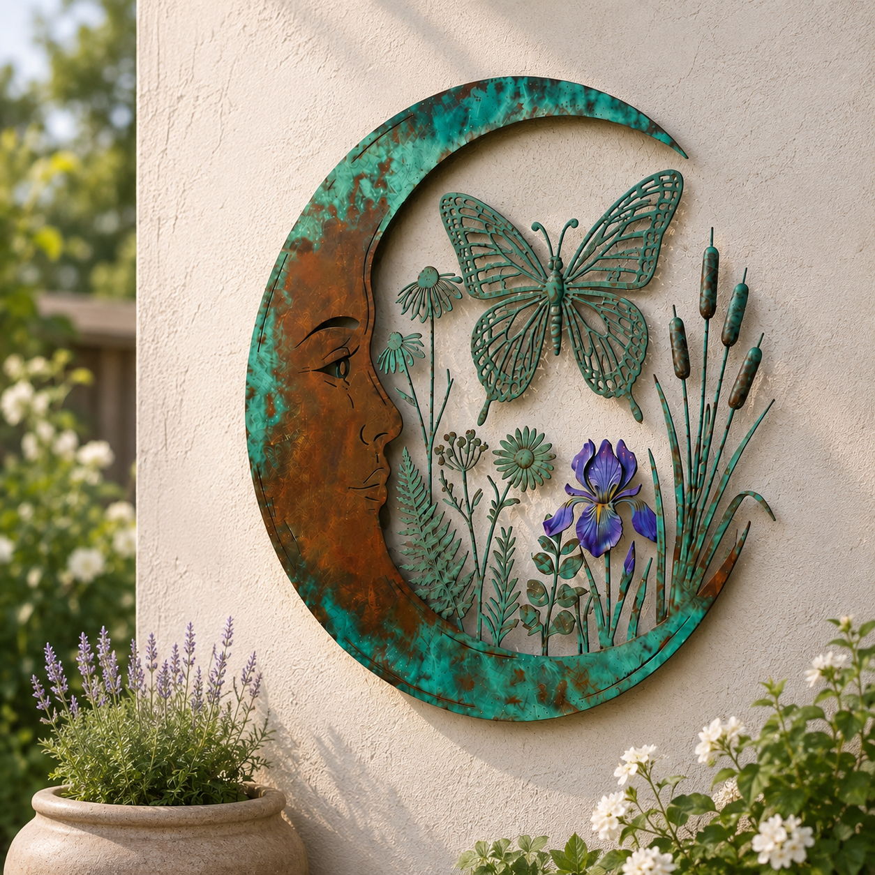 🌙 Décoration murale « Lune céleste et abeille » : une décoration de jardin rustique et fantaisiste pour l'extérieur ! 🐝