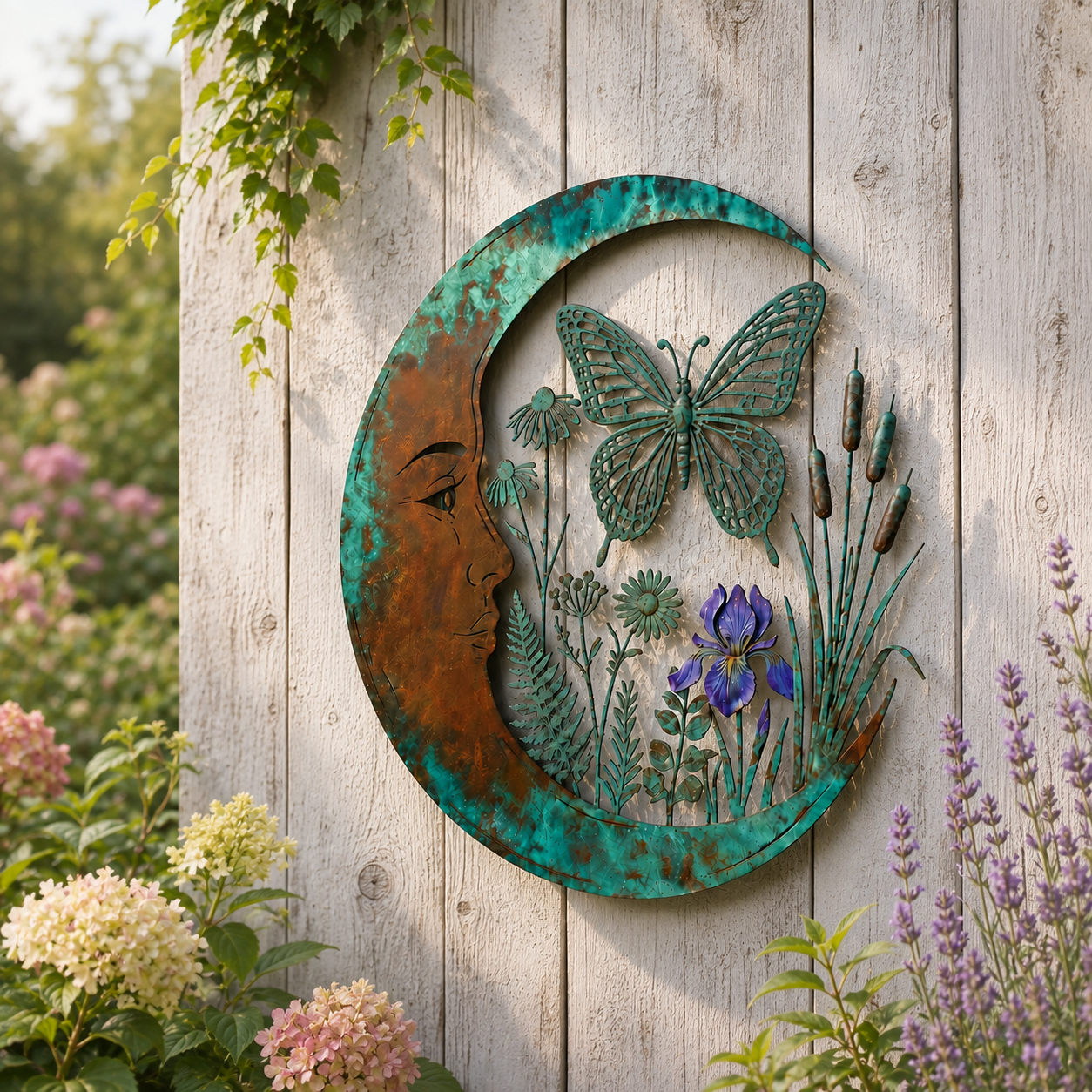 🌙 Décoration murale « Lune céleste et abeille » : une décoration de jardin rustique et fantaisiste pour l'extérieur ! 🐝