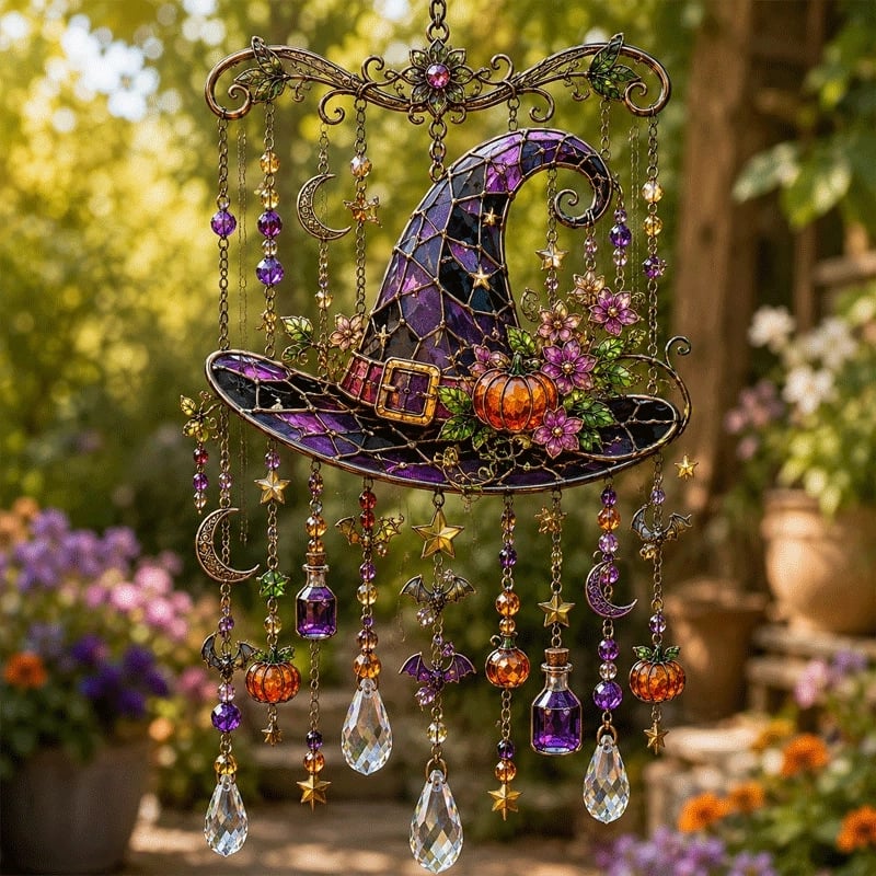 🎃Diffusez une lumière arc-en-ciel avec ces carillons éoliens gothiques d'Halloween ! 🎃✨