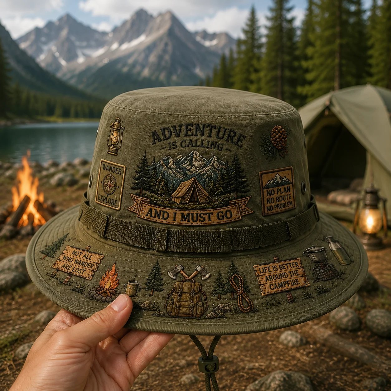 🌲 Chapeau « Adventure Is Calling » de Boonie : chapeau de soleil pour la randonnée et le camping en plein air ! 🏕️