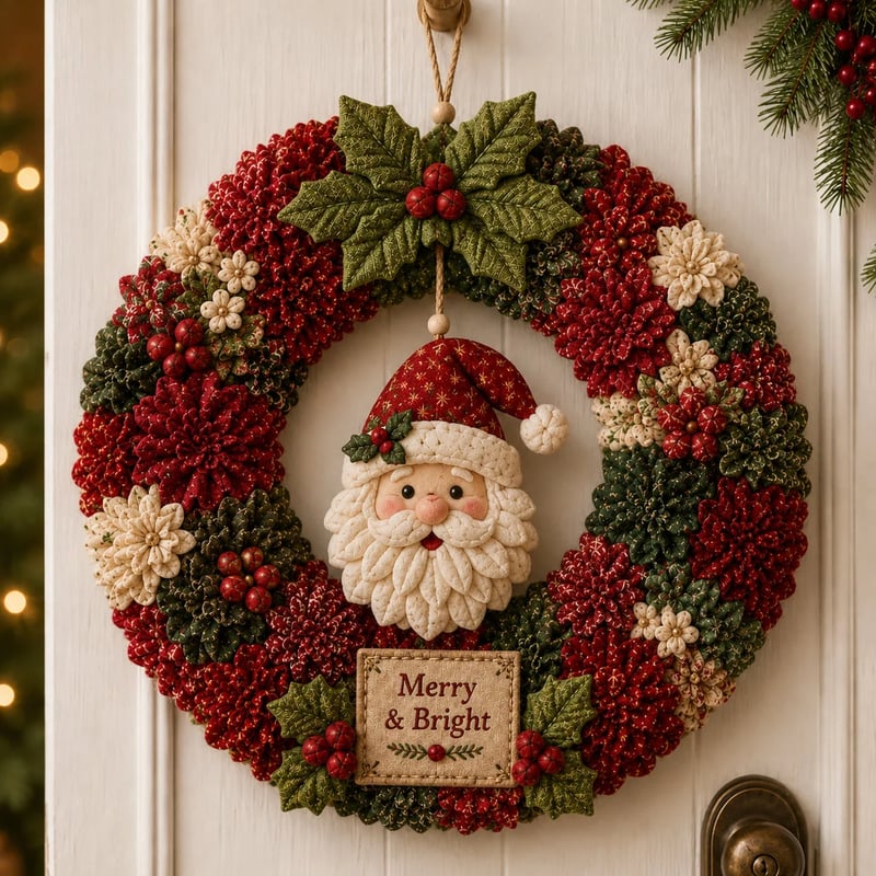 🎄🧶 Créez une décoration de Noël accueillante — Kit de bricolage « Poke Art » pour couronne de Noël