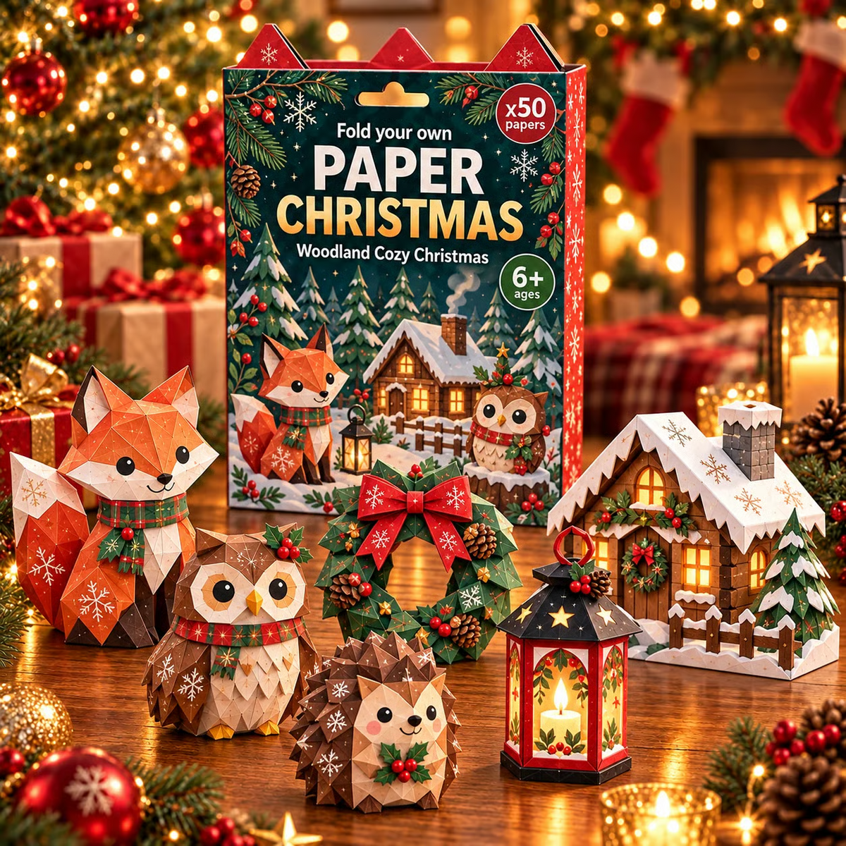🎄✂️ Kit de bricolage de Noël en papier — 250 feuilles, 5 thèmes festifs, bricolages en papier 3D à réaliser soi-même