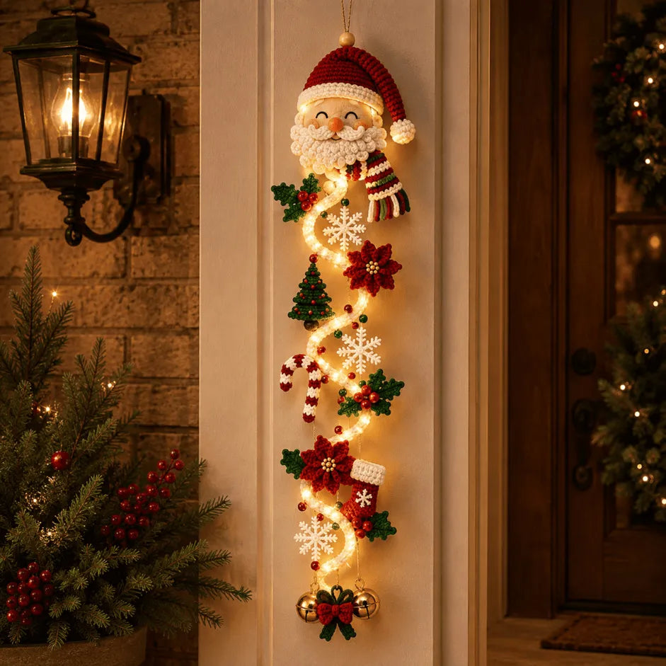 ✨🎄 Décoration de porte de Noël lumineuse — Lumière chaleureuse, charme artisanal, 6 modèles verticaux