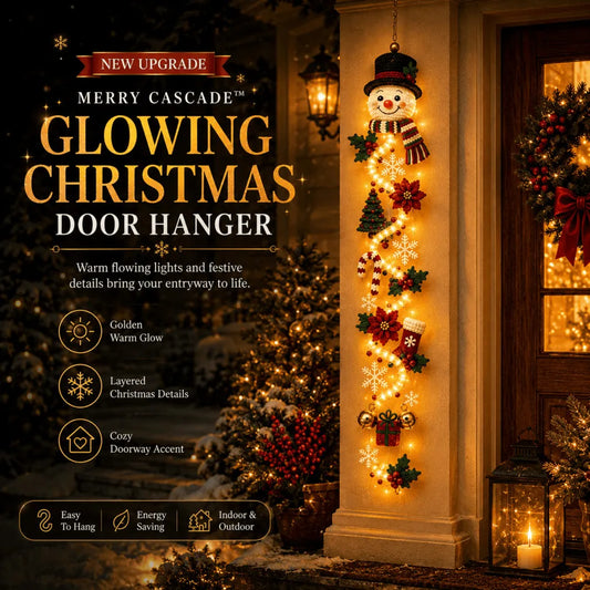 ✨🎄 Décoration de porte de Noël lumineuse — Lumière chaleureuse, charme artisanal, 6 modèles verticaux