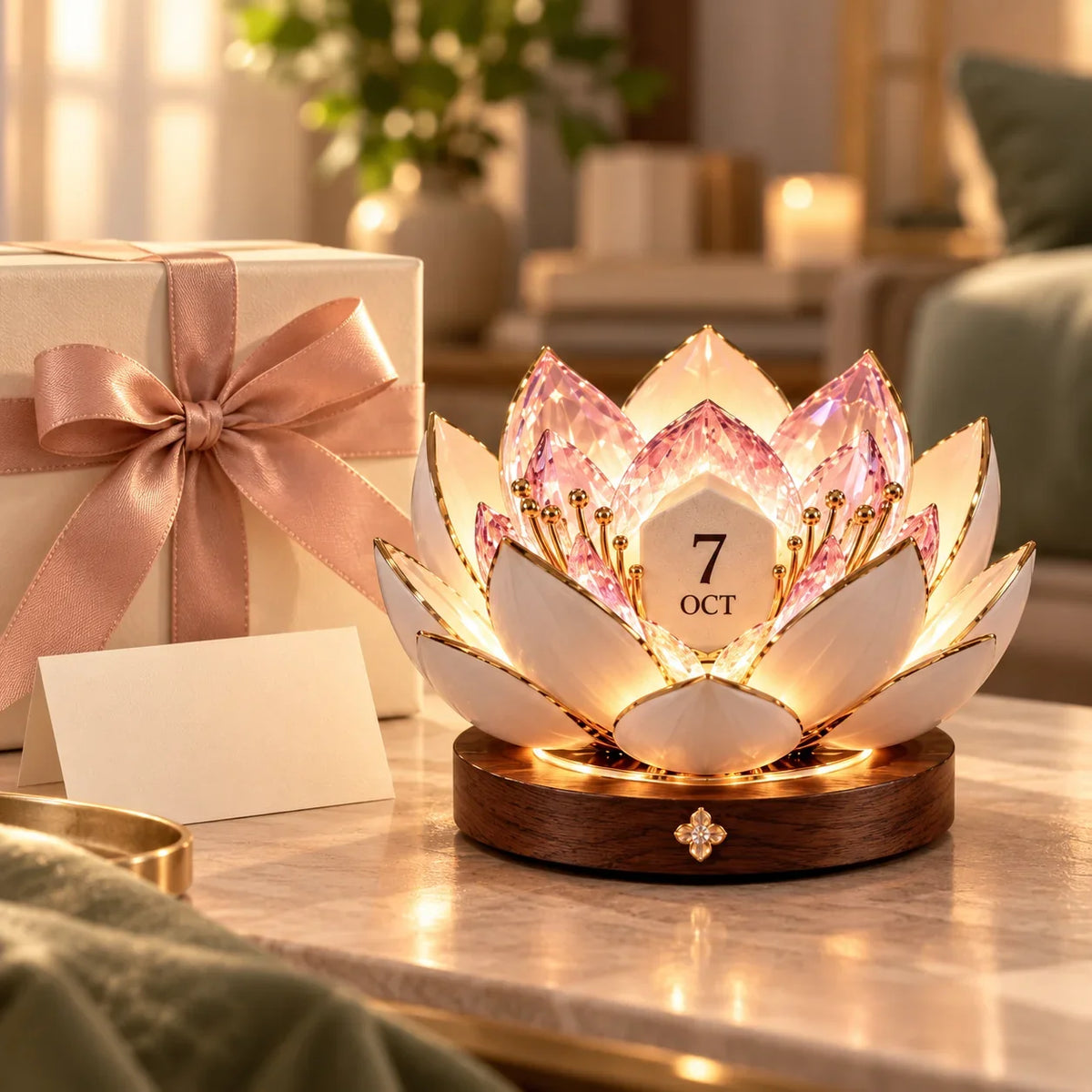 🌸 Calendrier perpétuel à floraison automatique — Calendrier floral qui affiche la date grâce à une lumière d'ambiance chaleureuse