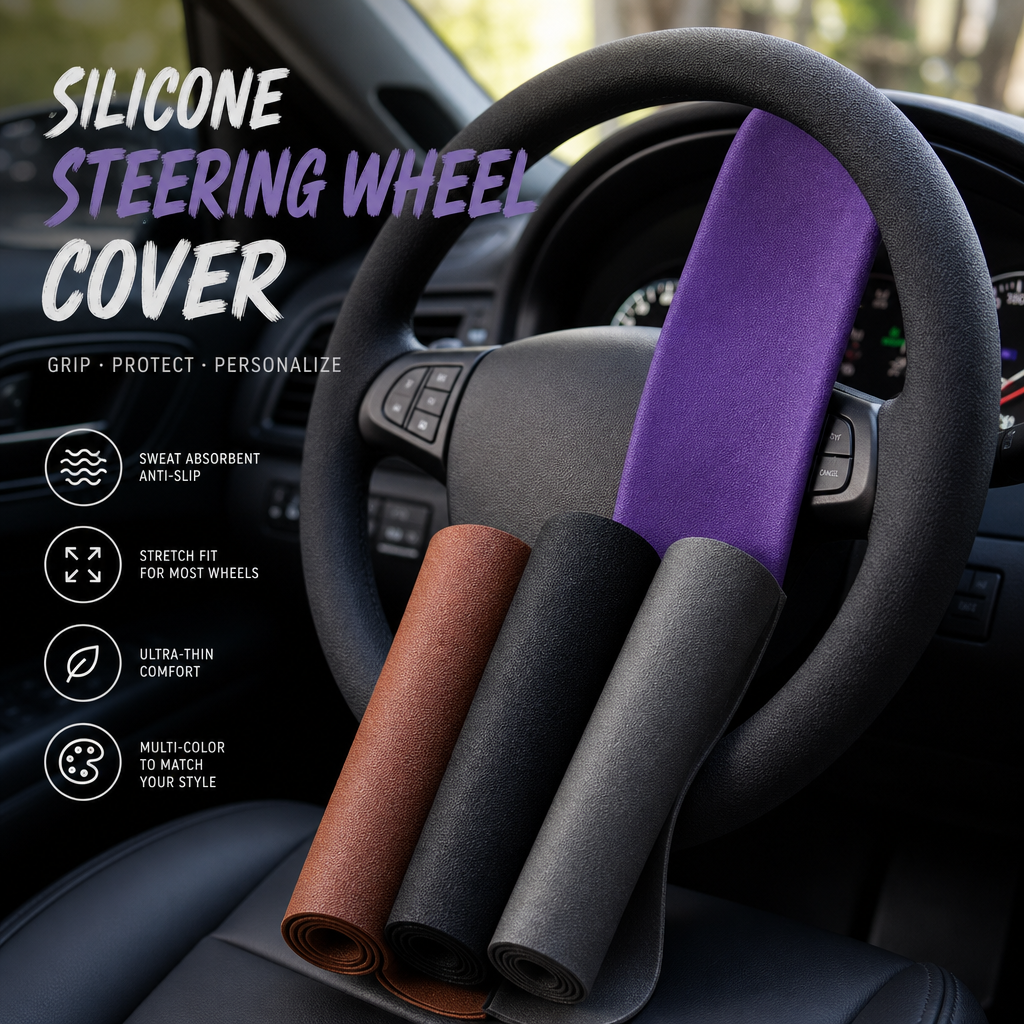 🚗Housse de volant en silicone — Prise en main antidérapante, confort et style en toutes saisons