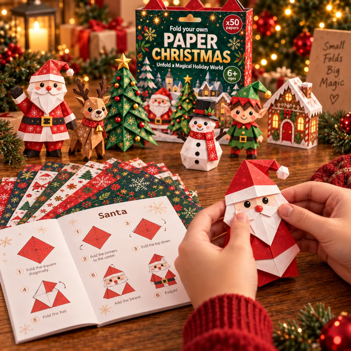 🎄✂️ Kit de bricolage de Noël en papier — 250 feuilles, 5 thèmes festifs, bricolages en papier 3D à réaliser soi-même