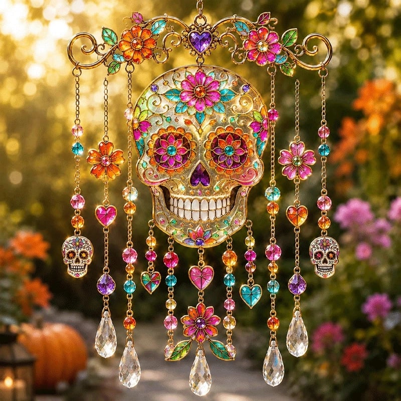 🎃Diffusez une lumière arc-en-ciel avec ces carillons éoliens gothiques d'Halloween ! 🎃✨