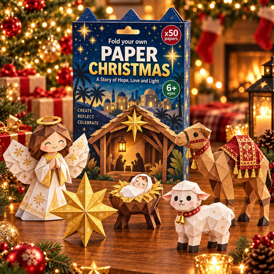 🎄✂️ Kit de bricolage de Noël en papier — 250 feuilles, 5 thèmes festifs, bricolages en papier 3D à réaliser soi-même