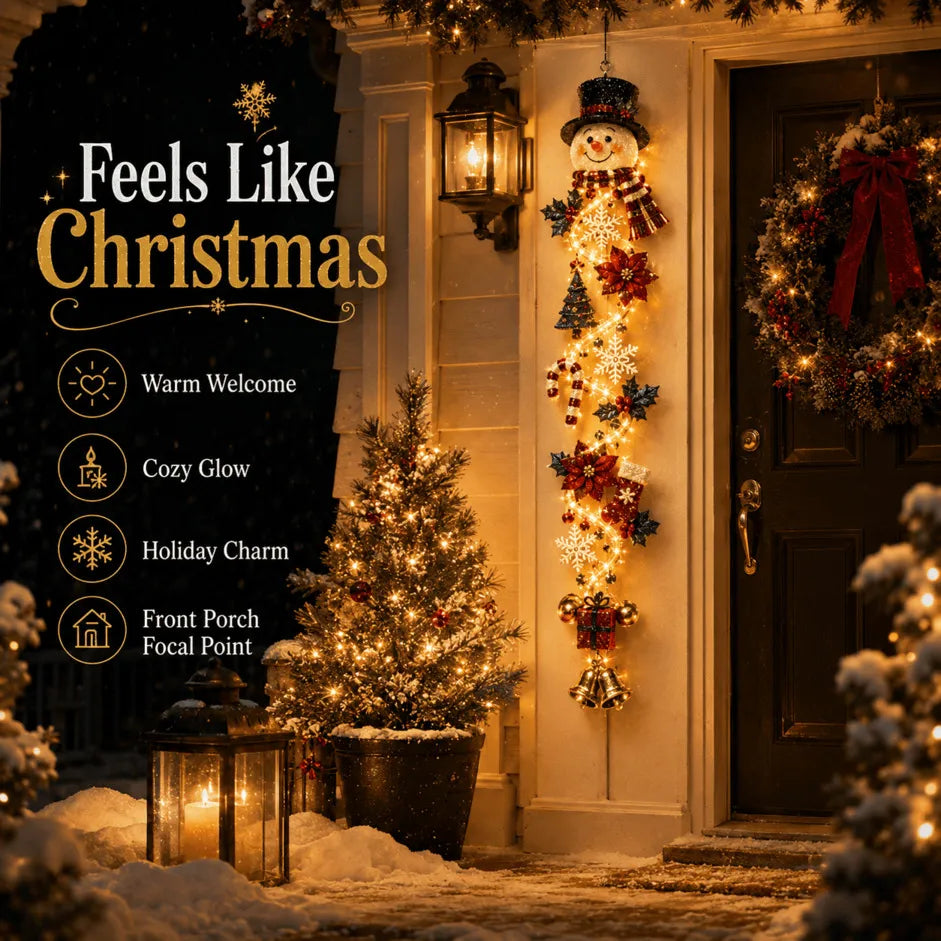 ✨🎄 Décoration de porte de Noël lumineuse — Lumière chaleureuse, charme artisanal, 6 modèles verticaux