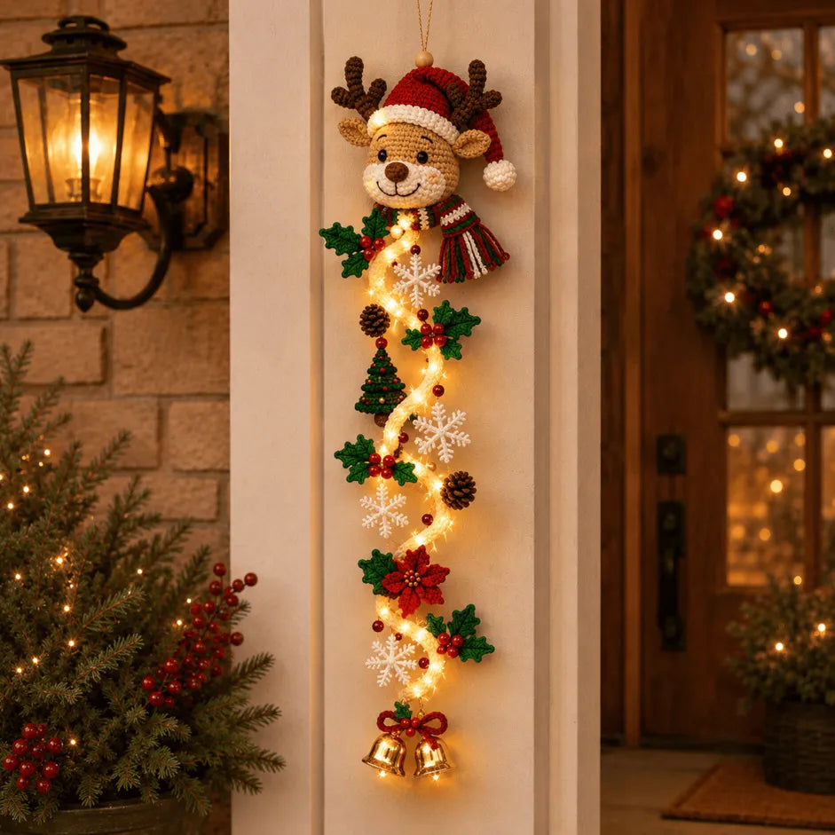 ✨🎄 Décoration de porte de Noël lumineuse — Lumière chaleureuse, charme artisanal, 6 modèles verticaux