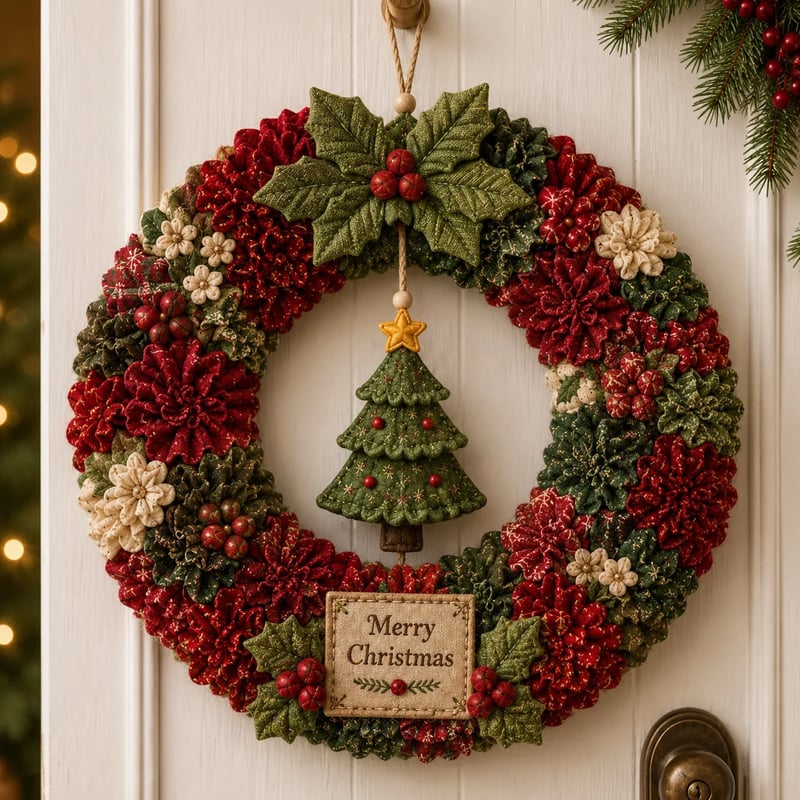 🎄🧶 Créez une décoration de Noël accueillante — Kit de bricolage « Poke Art » pour couronne de Noël