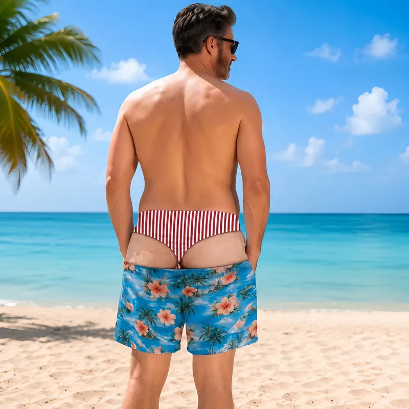 🐆 Short de bain rigolo style denim à imprimé léopard : un short de bain original ! 🏖️