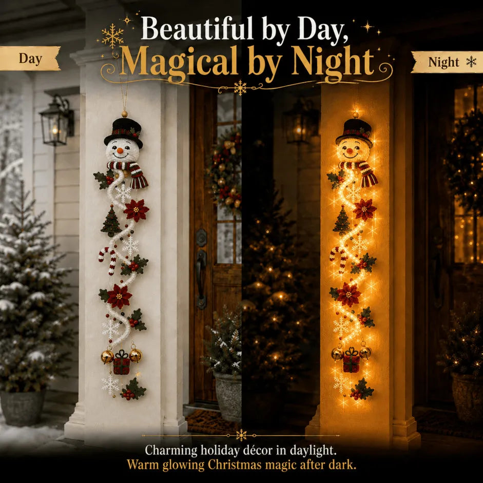 ✨🎄 Décoration de porte de Noël lumineuse — Lumière chaleureuse, charme artisanal, 6 modèles verticaux