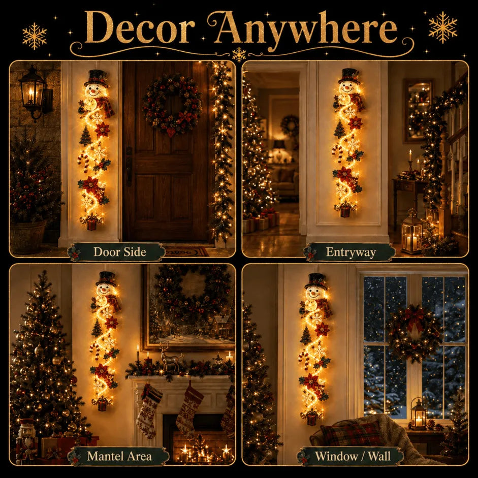 ✨🎄 Décoration de porte de Noël lumineuse — Lumière chaleureuse, charme artisanal, 6 modèles verticaux