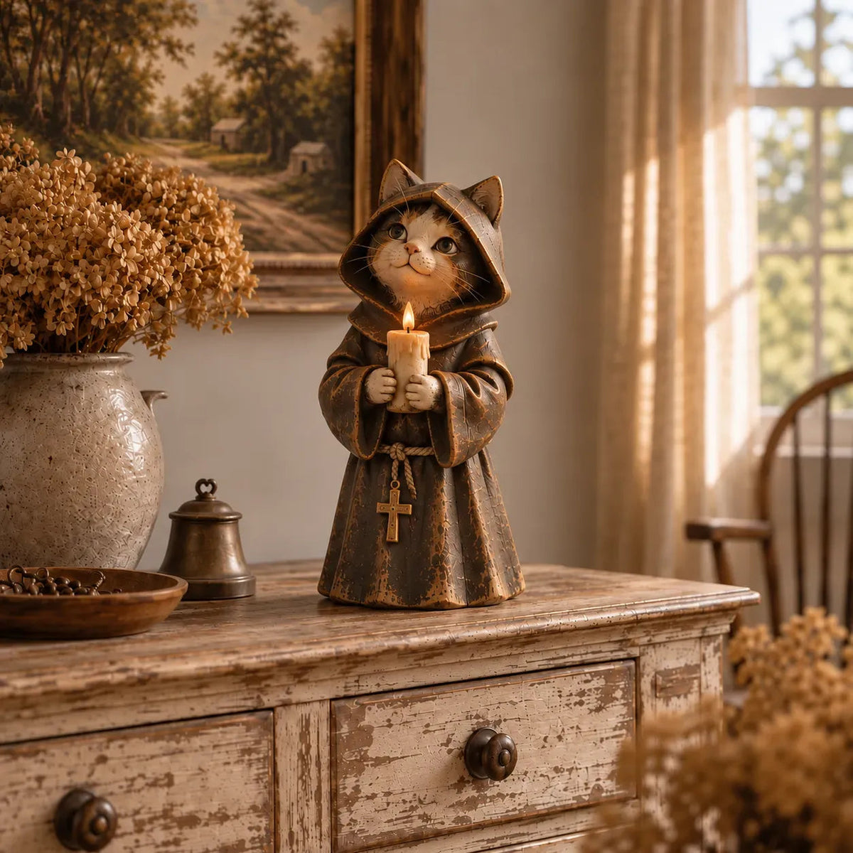 👑🐈 Figurines « La Cour des chats médiévale » — 5 personnages royaux inspirés du style vintage, à disposer sur vos étagères ou vos cheminées