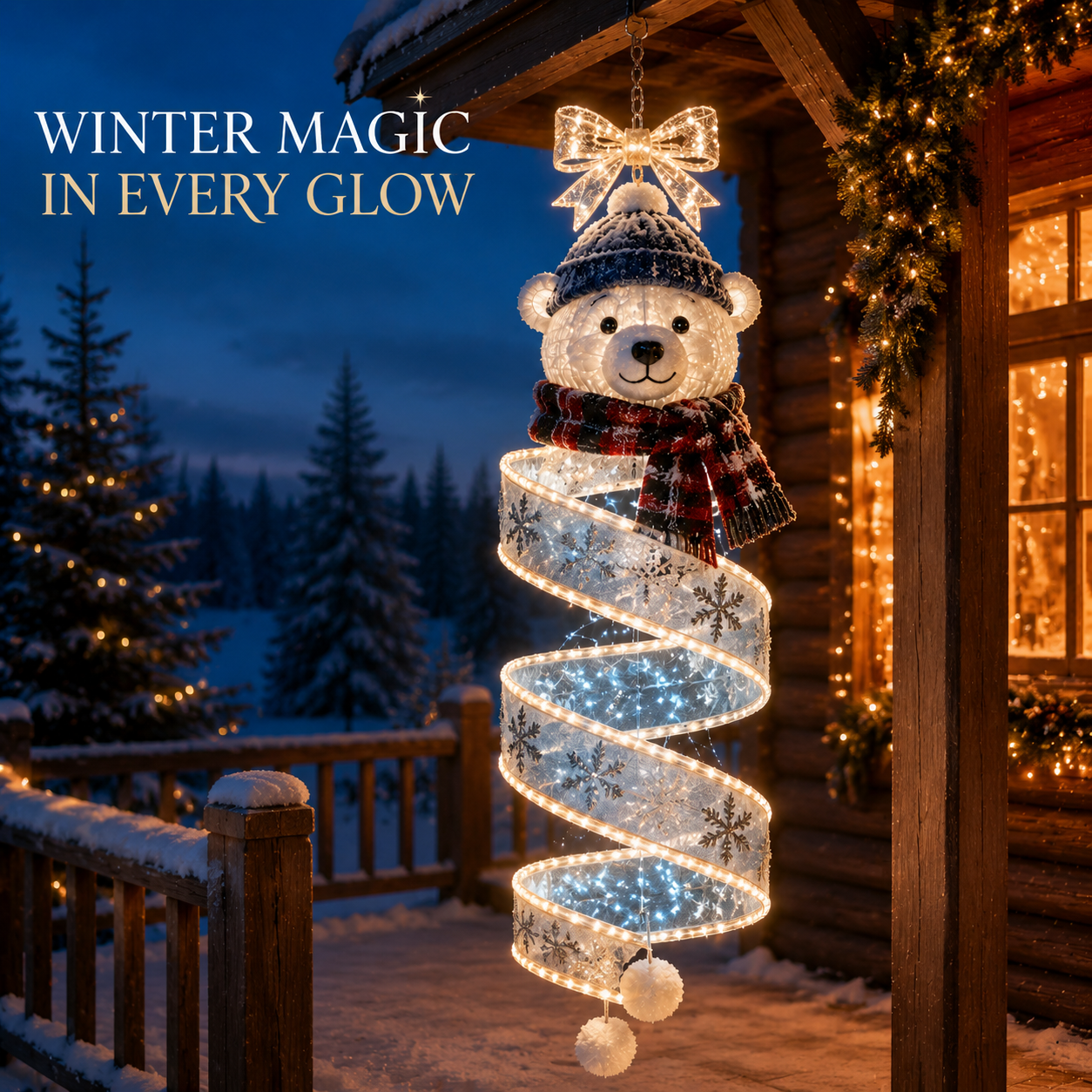 🎄✨ Guirlande lumineuse de Noël en spirale à suspendre — 3 motifs festifs