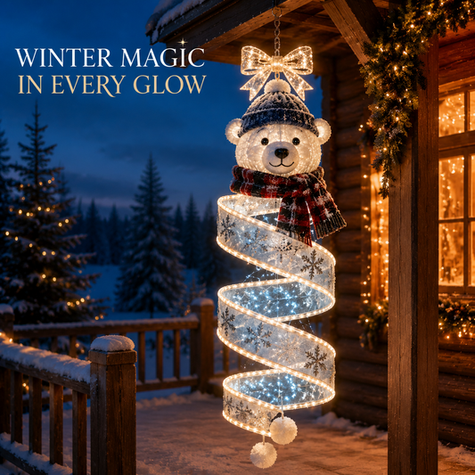 🎄✨ Guirlande lumineuse de Noël en spirale à suspendre — 3 motifs festifs