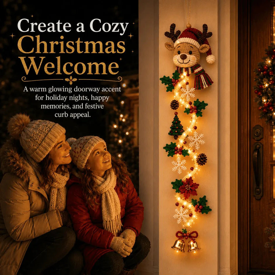✨🎄 Décoration de porte de Noël lumineuse — Lumière chaleureuse, charme artisanal, 6 modèles verticaux