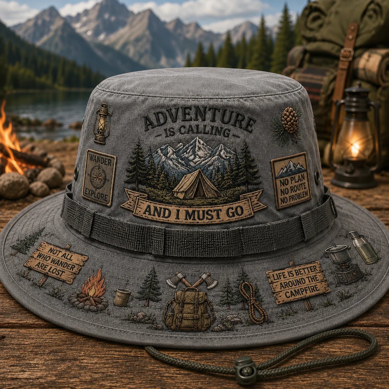 🌲 Chapeau « Adventure Is Calling » de Boonie : chapeau de soleil pour la randonnée et le camping en plein air ! 🏕️