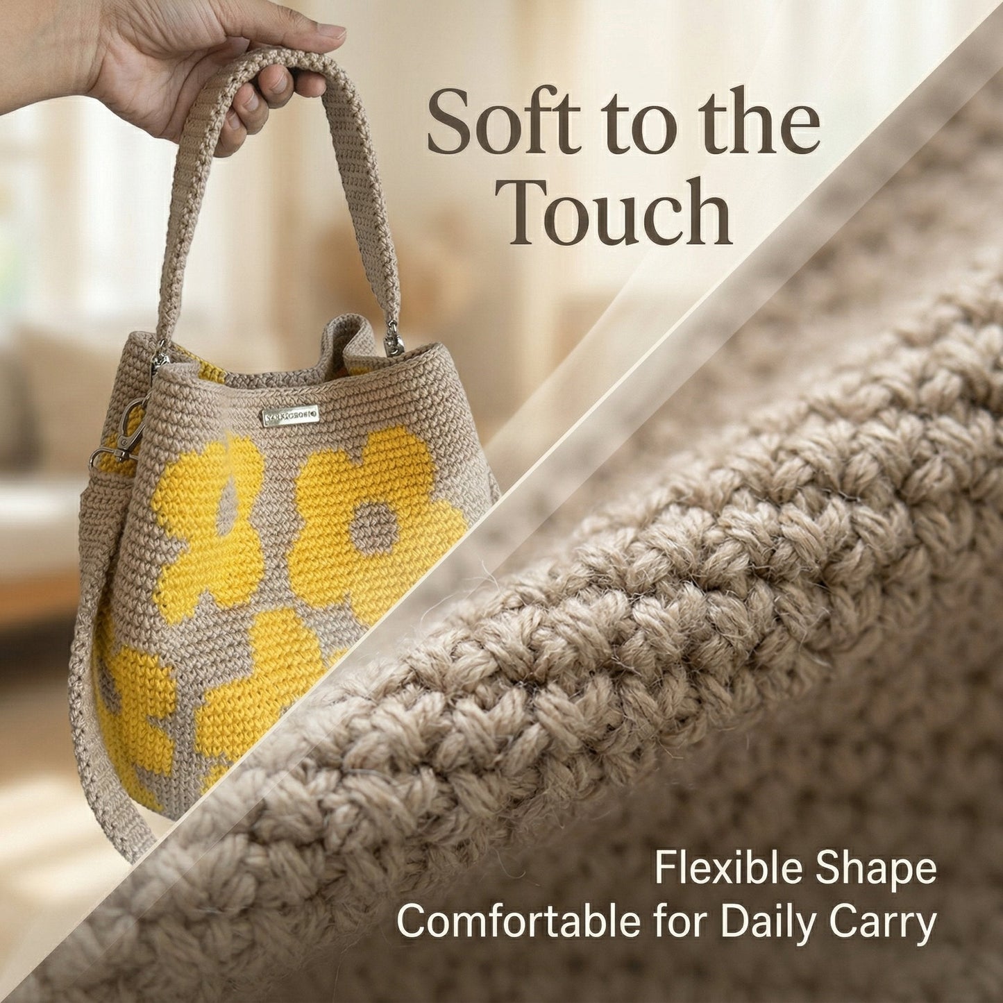 🏆 Promotion : 49 % de réduction 🧵🌸 Sac fourre-tout à fleurs au crochet fait main 🌼✨