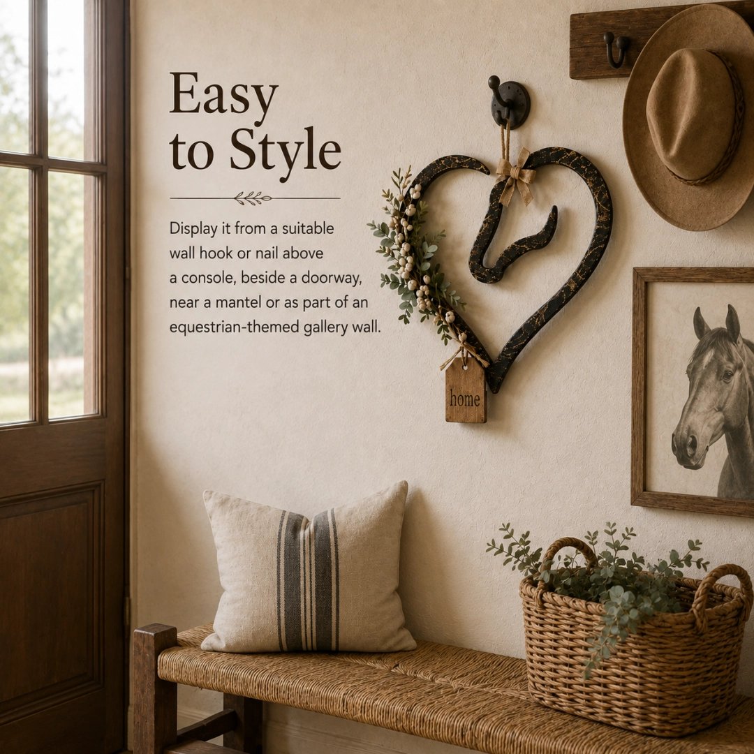 🐎 Décoration murale rustique en forme de cœur avec silhouette de cheval : une touche vintage pour votre maison de campagne ! 🏡