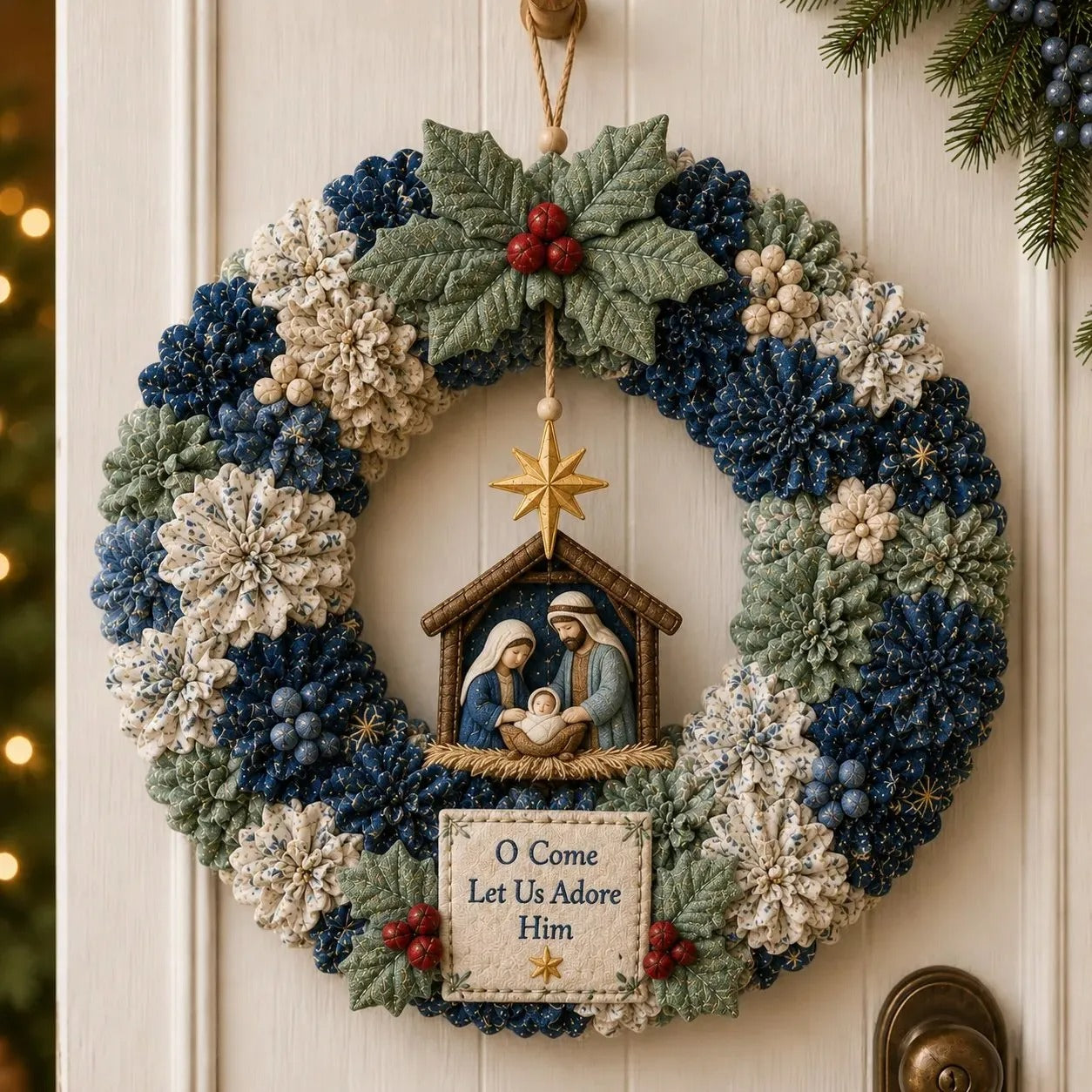 🎄🧶 Créez une décoration de Noël accueillante — Kit de bricolage « Poke Art » pour couronne de Noël