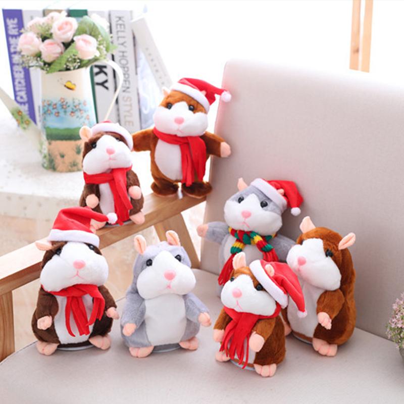 🐹 Peluche de hamster parlant — Répète ce que vous dites et remue la tête, 3 couleurs + édition de Noël