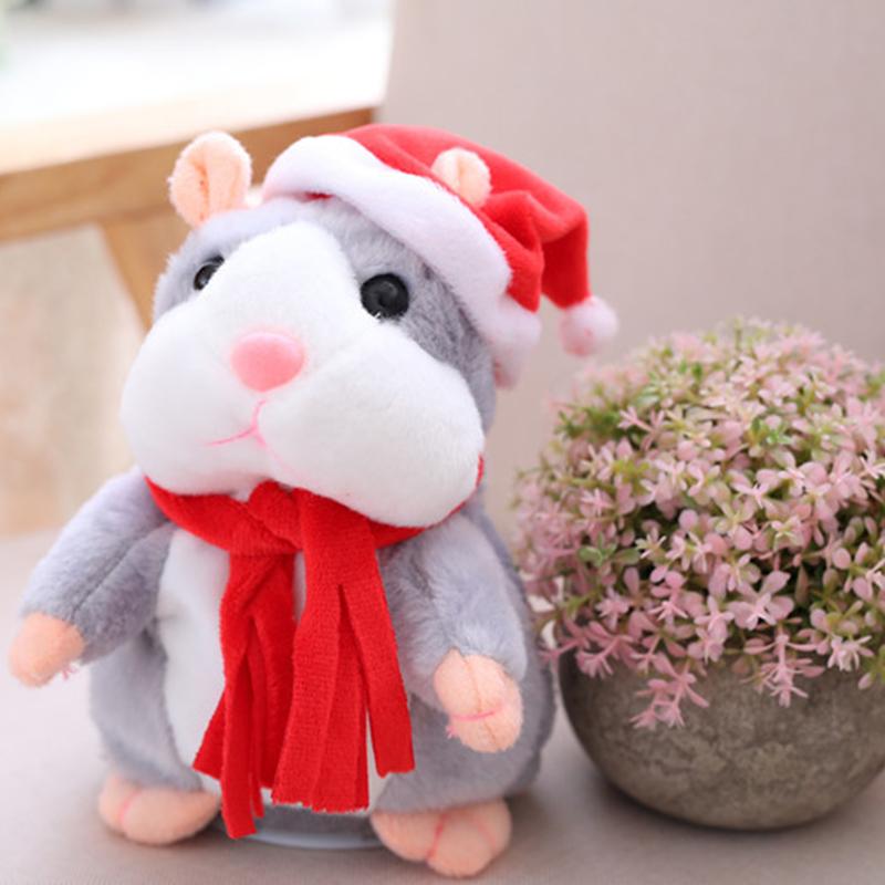 🐹 Peluche de hamster parlant — Répète ce que vous dites et remue la tête, 3 couleurs + édition de Noël