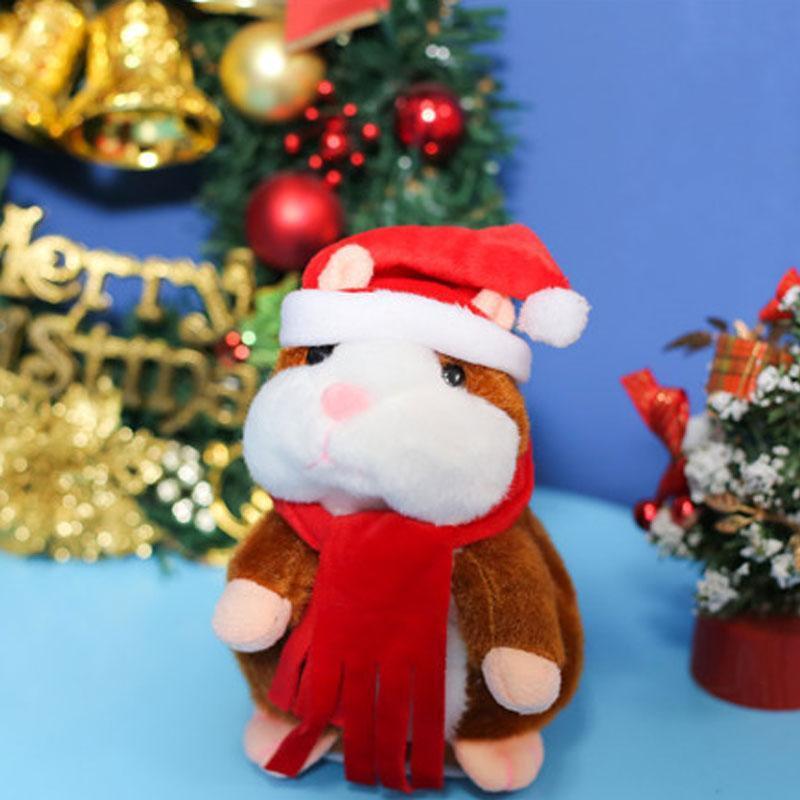 🐹 Peluche de hamster parlant — Répète ce que vous dites et remue la tête, 3 couleurs + édition de Noël