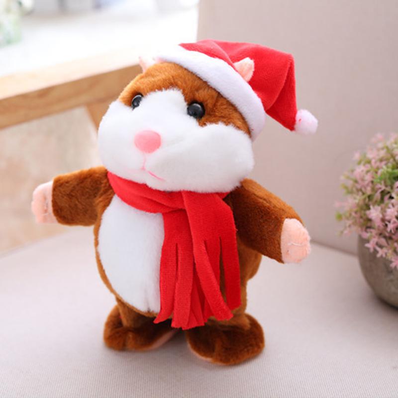 🐹 Peluche de hamster parlant — Répète ce que vous dites et remue la tête, 3 couleurs + édition de Noël