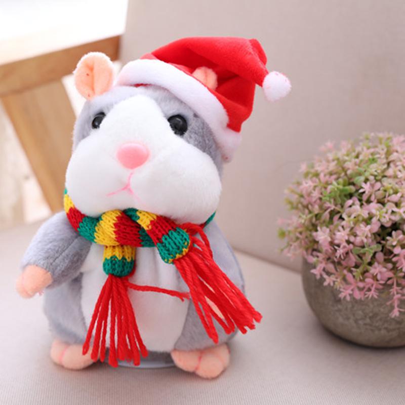 🐹 Peluche de hamster parlant — Répète ce que vous dites et remue la tête, 3 couleurs + édition de Noël