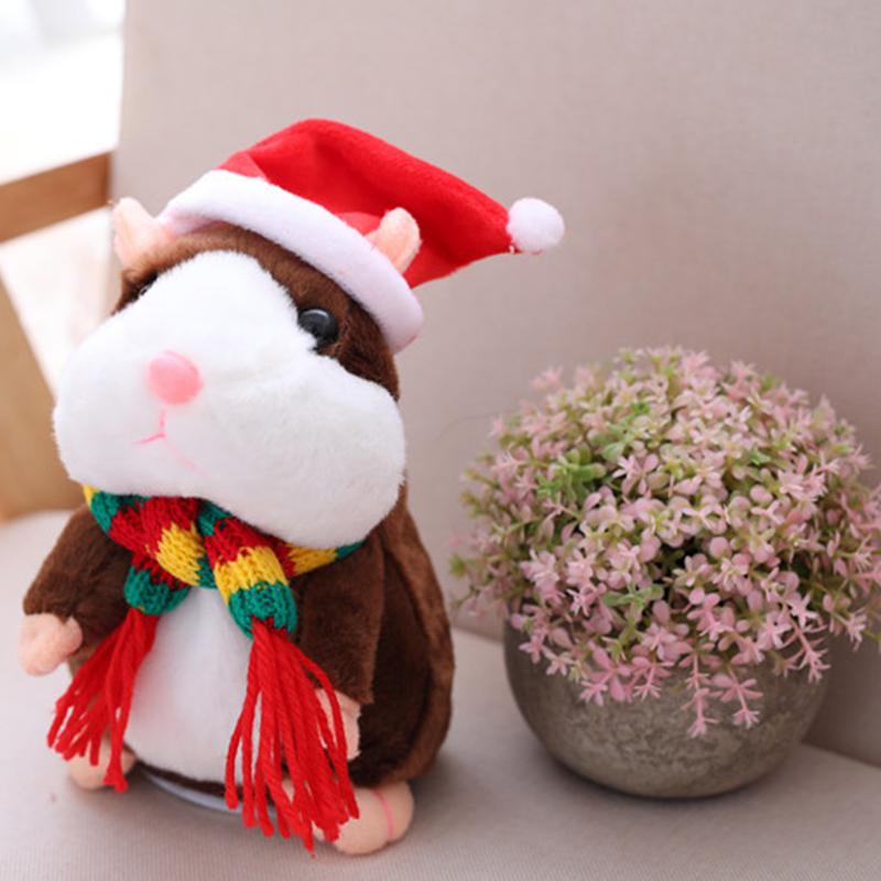 🐹 Peluche de hamster parlant — Répète ce que vous dites et remue la tête, 3 couleurs + édition de Noël