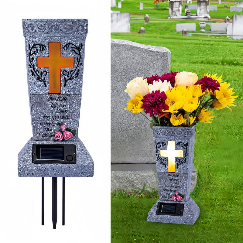 🪔 50 % de réduction ! 💐 Vase funéraire LED à énergie solaire avec support ✨