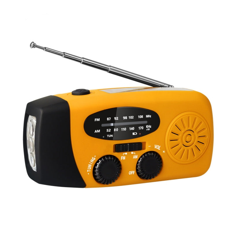 📻Radio d'urgence multifonction — Recharge solaire, à manivelle et par USB, avec AM/FM/NOAA, lampe torche LED et batterie externe de 600 mAh