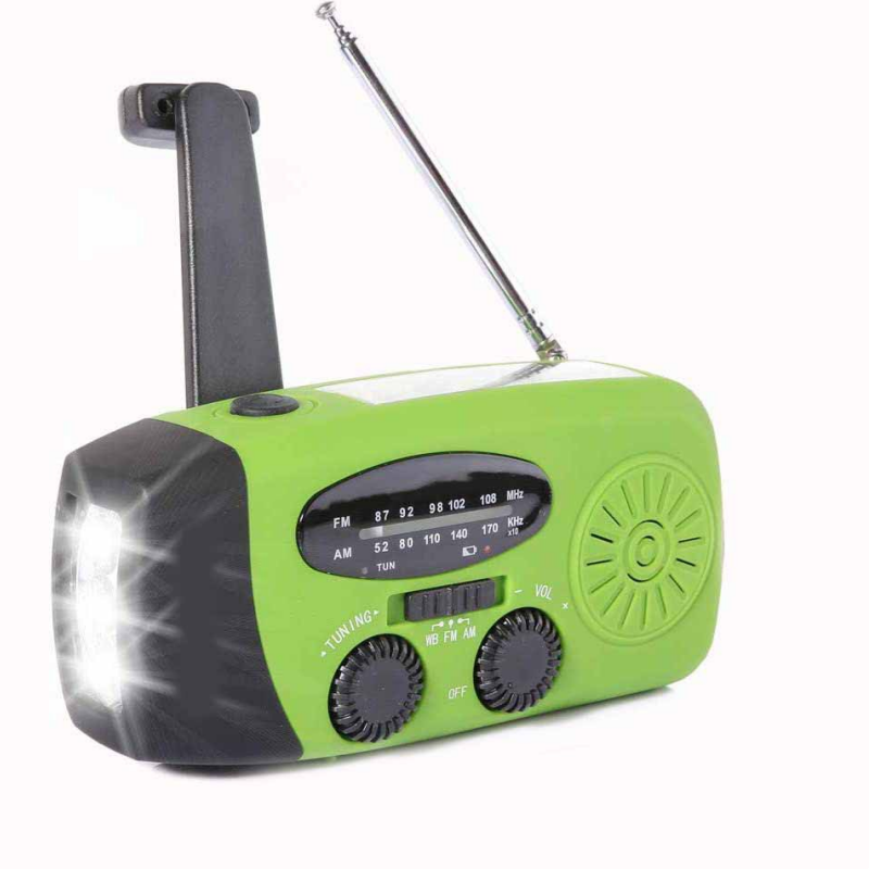 📻Radio d'urgence multifonction — Recharge solaire, à manivelle et par USB, avec AM/FM/NOAA, lampe torche LED et batterie externe de 600 mAh