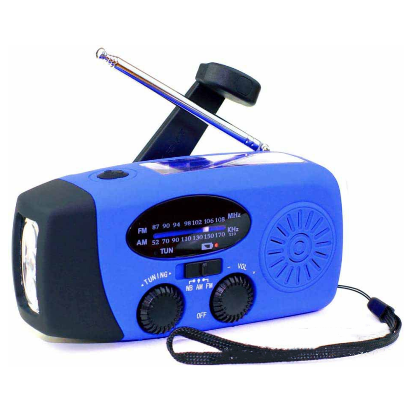 📻Radio d'urgence multifonction — Recharge solaire, à manivelle et par USB, avec AM/FM/NOAA, lampe torche LED et batterie externe de 600 mAh
