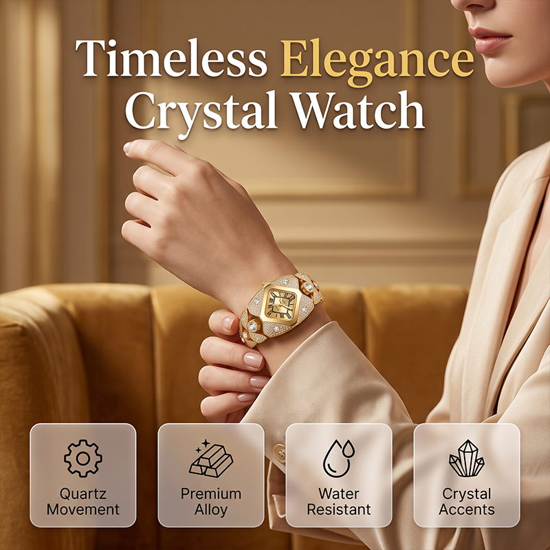💎 Montre « Rhombus Sparkle » — Montre géométrique à quartz et strass