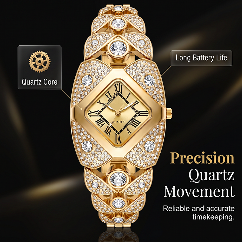 💎 Montre « Rhombus Sparkle » — Montre géométrique à quartz et strass