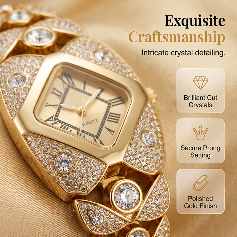 💎 Montre « Rhombus Sparkle » — Montre géométrique à quartz et strass