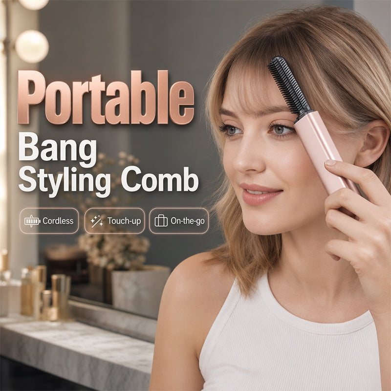 💁‍♀️✨Peigne chauffant portable pour frange — Retouches rapides et sans fil pour la frange et les mèches rebelles